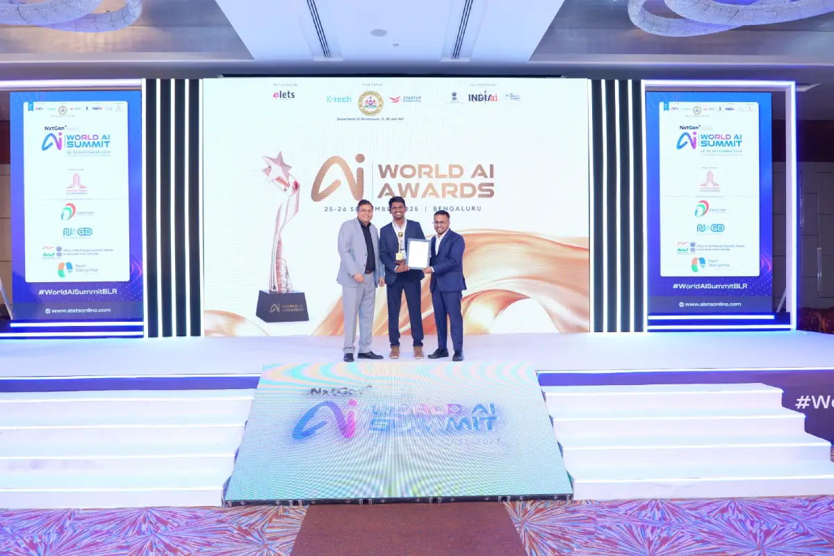 Winners receiving their award at the World AI Awards 2025